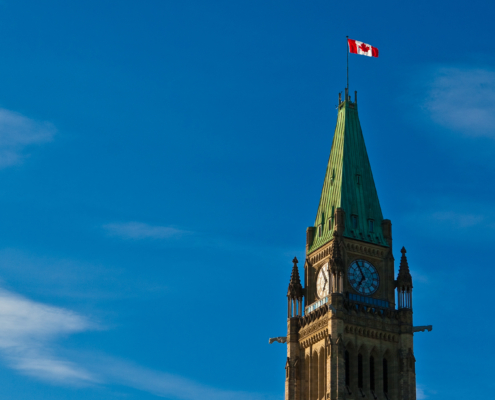 Peace Tower at Parliament in Ottawa where capital gains inclusion rate changes have yet to receive royal assent